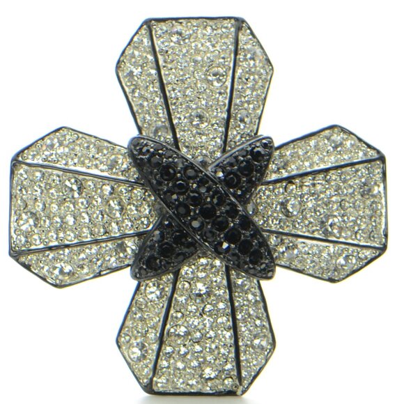 Vintage Kenneth Jay Lane KJL Crystal Maltese Cross Pin Brooch - Picture 1 of 5